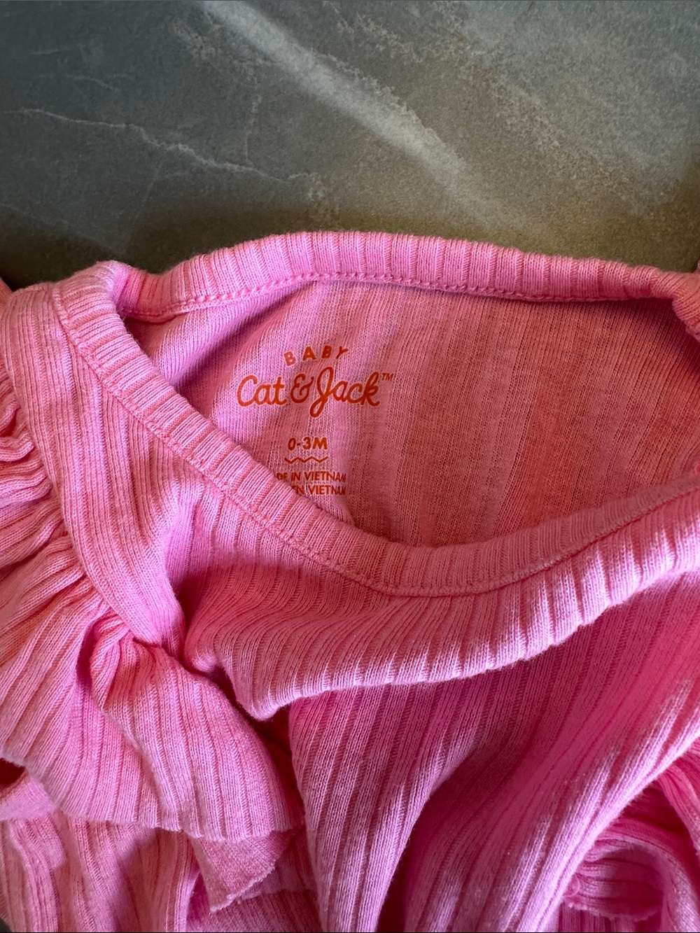 Cat & Jack Pink Ribbed Ruffle Sleeve One-Piece Bodysuit - Picture 3 of 3
